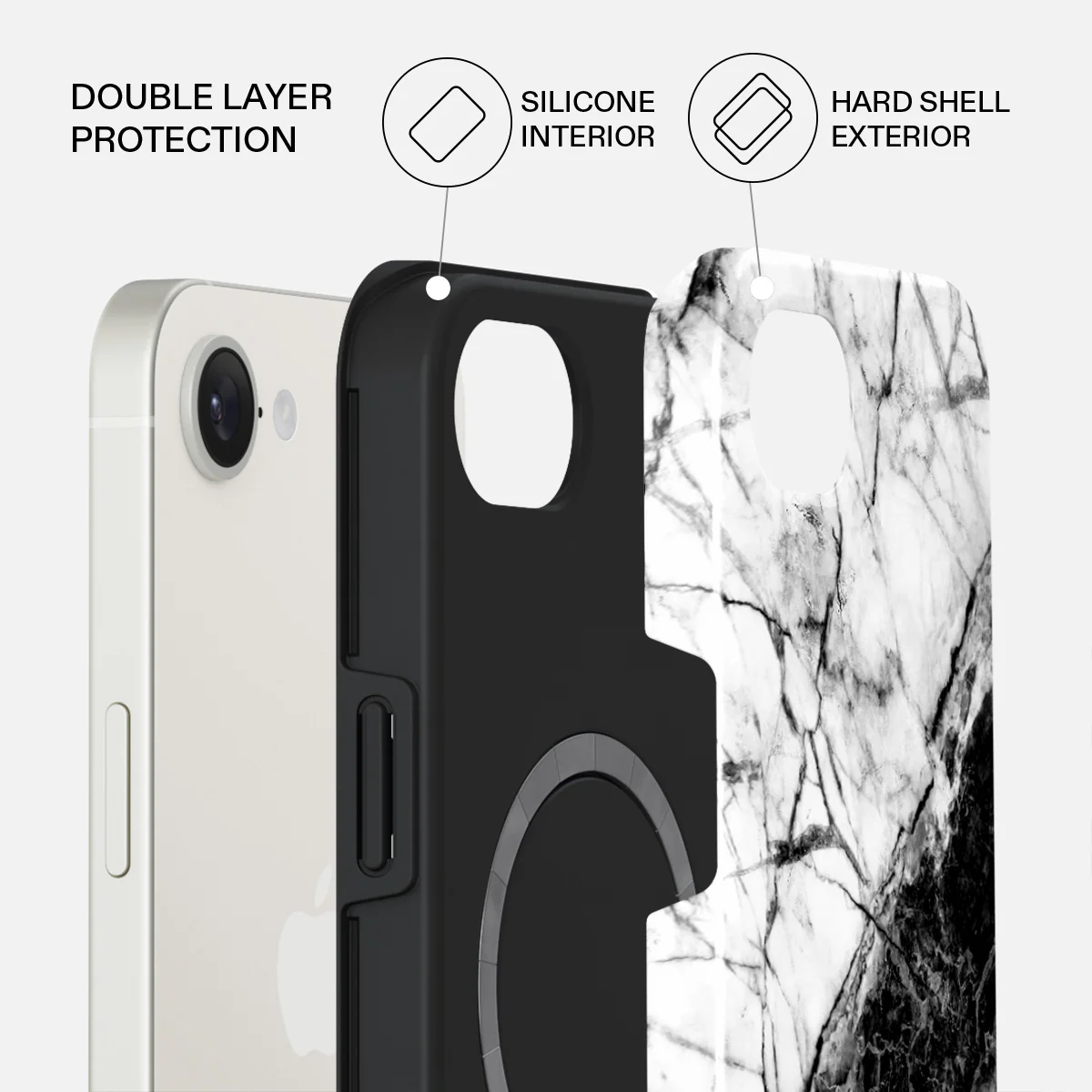 Fatal Contradiction - Black & White Marble iPhone 17e Case - Image 2