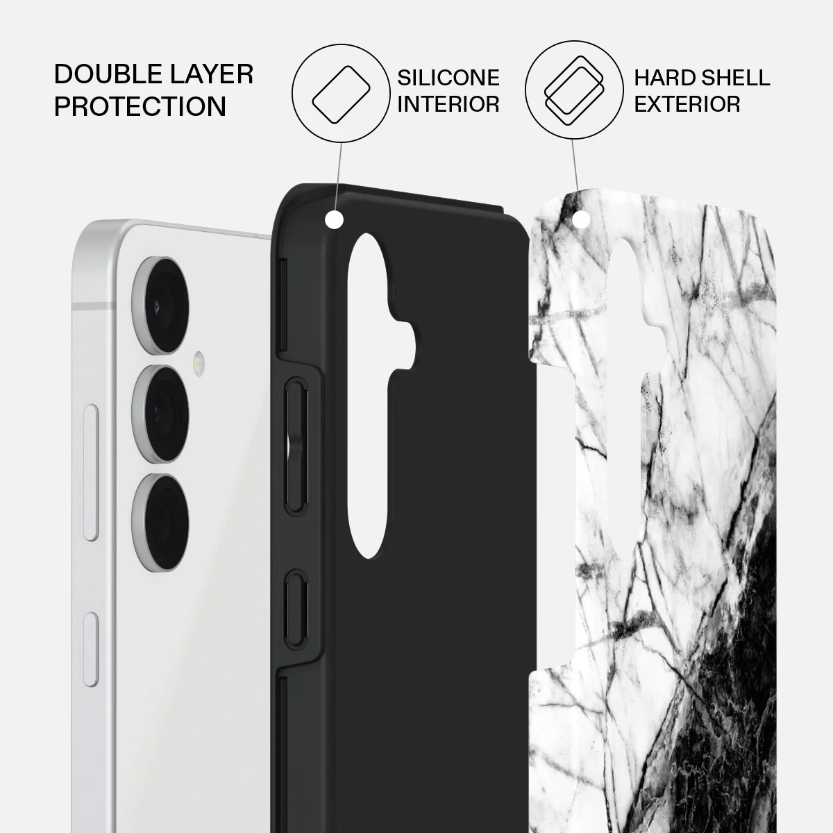 Fatal Contradiction - Black & White Marble Samsung Galaxy S25 FE Case - Image 2