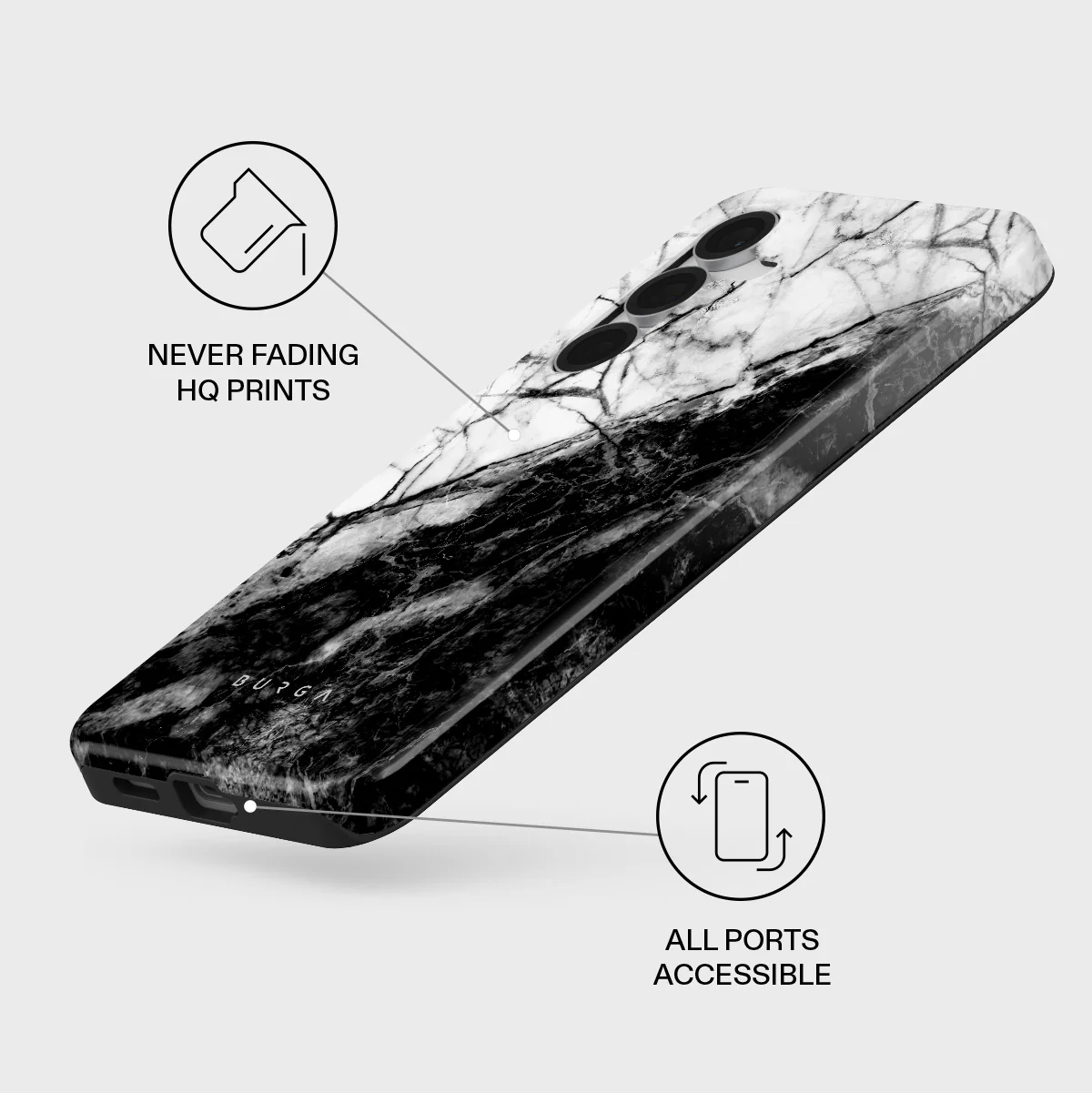 Fatal Contradiction - Black & White Marble Samsung Galaxy S25 FE Case - Image 3