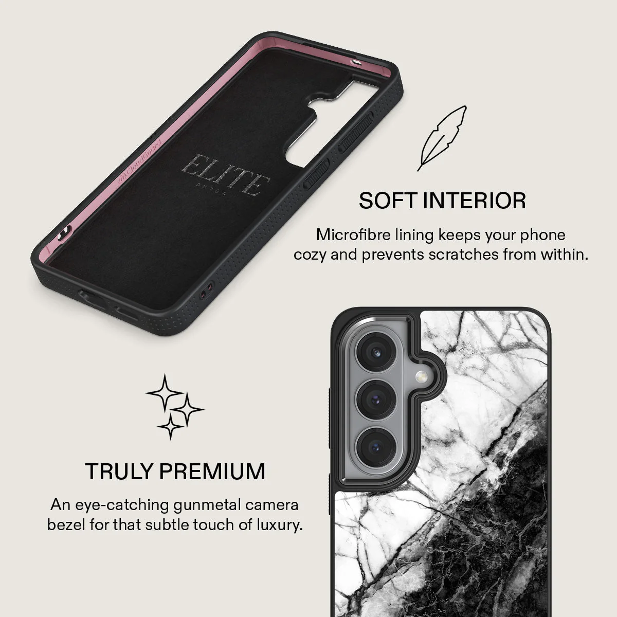Fatal Contradiction - Black & White Marble Samsung Galaxy S26 Case - Image 17