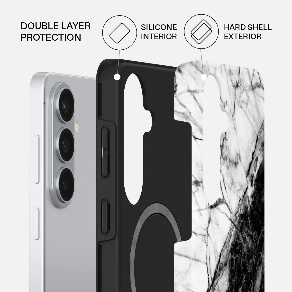 Fatal Contradiction - Black & White Marble Samsung Galaxy S26 Case - Image 2
