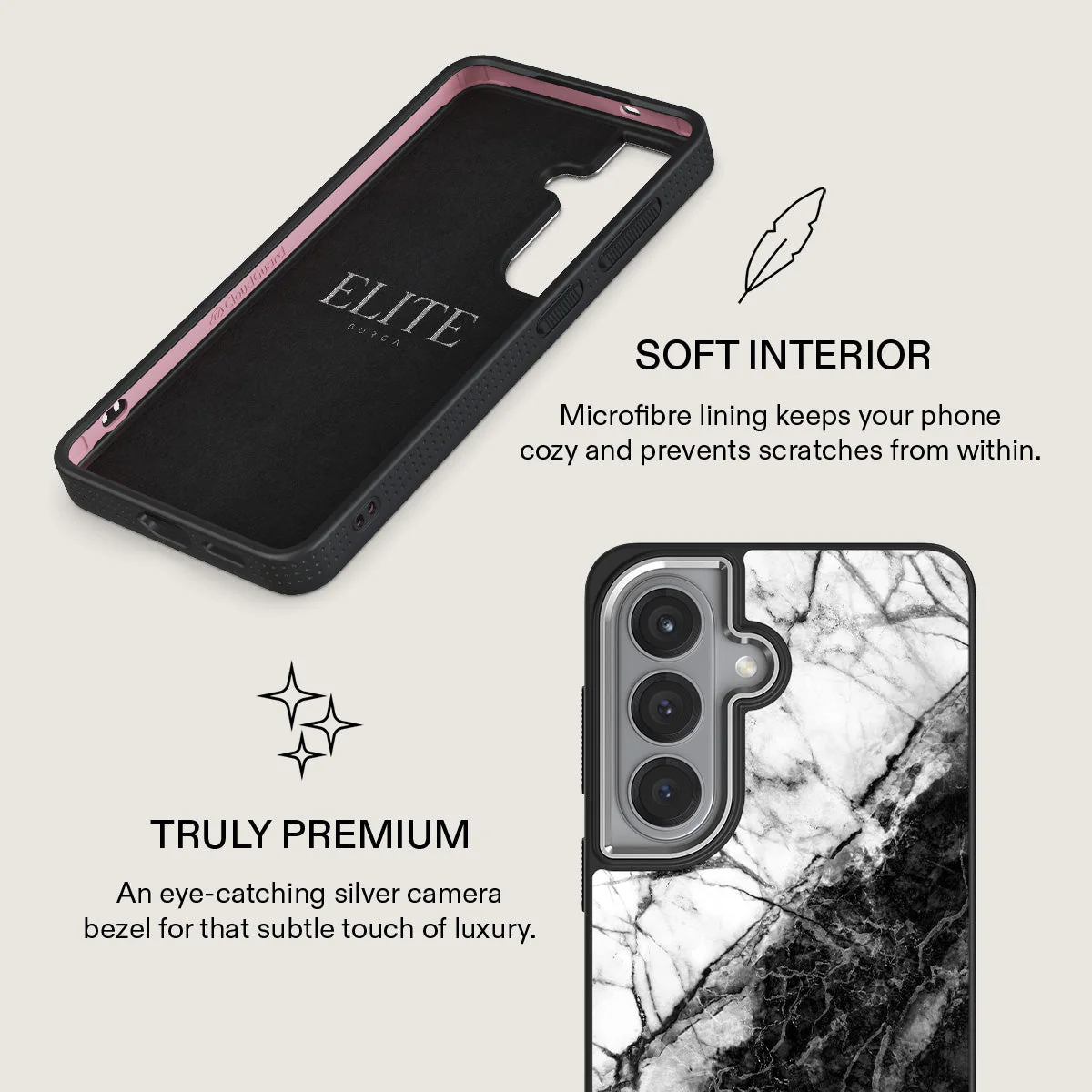 Fatal Contradiction - Black & White Marble Samsung Galaxy S26 Case - Image 24