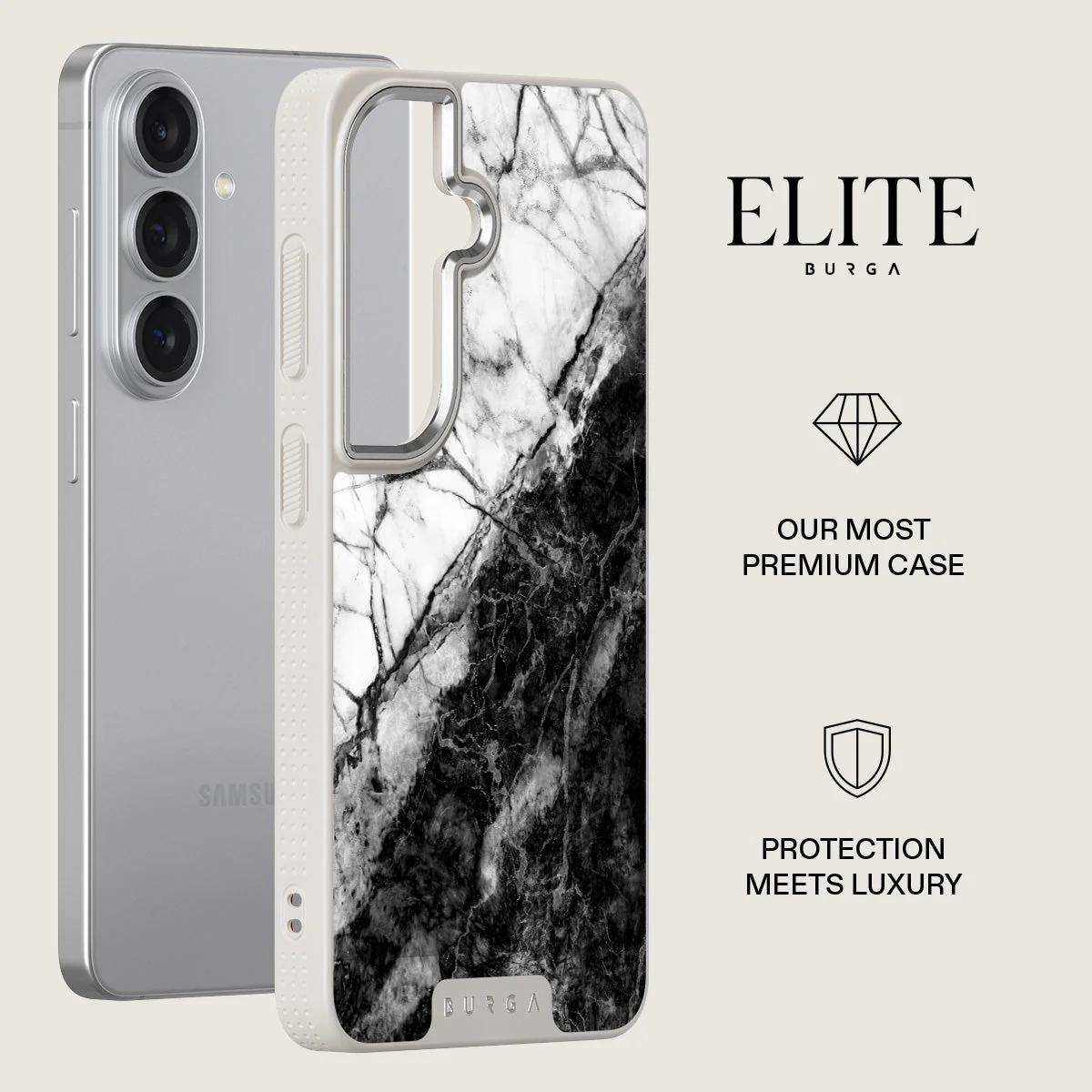 Fatal Contradiction - Black & White Marble Samsung Galaxy S26 Case - Image 34