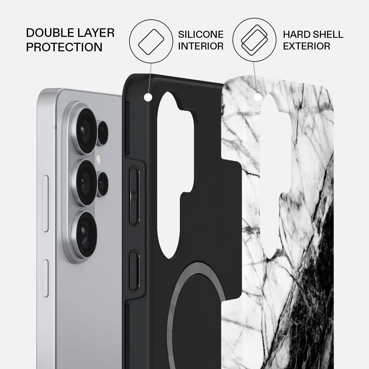 Fatal Contradiction - Black & White Marble Samsung Galaxy S26 Ultra Case - Image 2