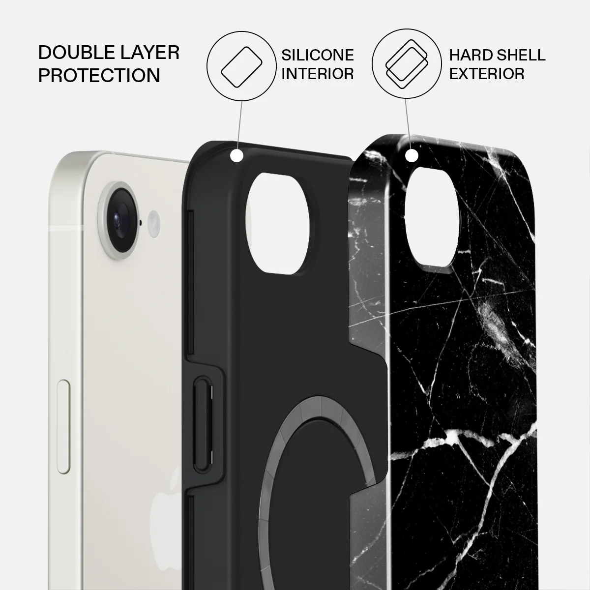 Noir Origin - Black Marble iPhone 17e Case - Image 2