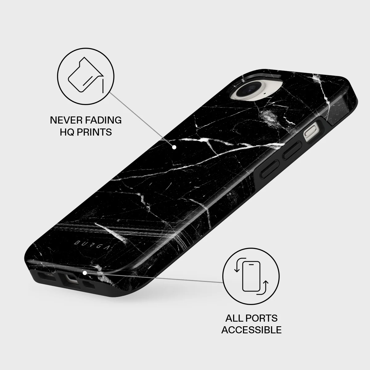 Noir Origin - Black Marble iPhone 17e Case - Image 3