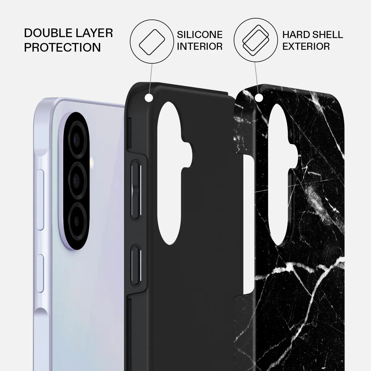 Noir Origin - Black Marble Samsung Galaxy A37 5G Case - Image 2