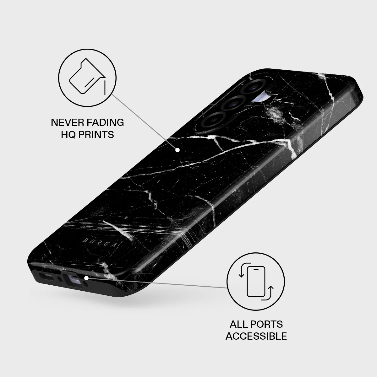 Noir Origin - Black Marble Samsung Galaxy A37 5G Case - Image 3