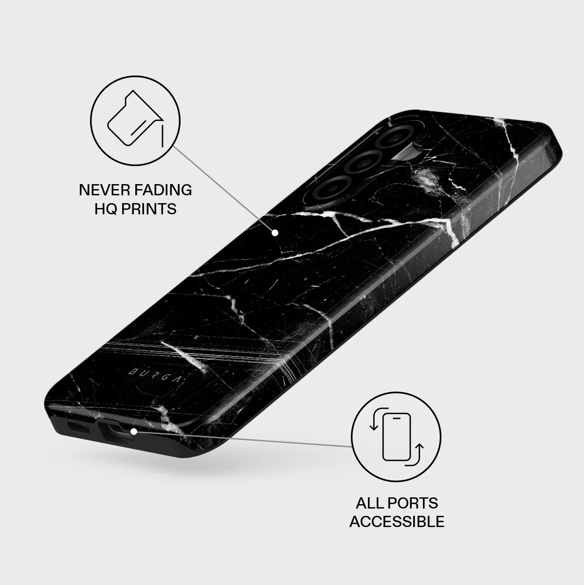 Noir Origin - Black Marble Samsung Galaxy A57 5G Case - Image 3
