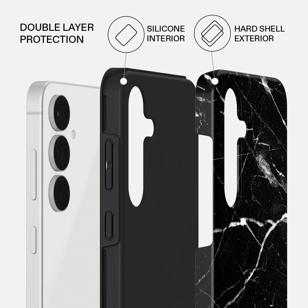 Noir Origin - Black Marble Samsung Galaxy S25 FE Case - Image 2
