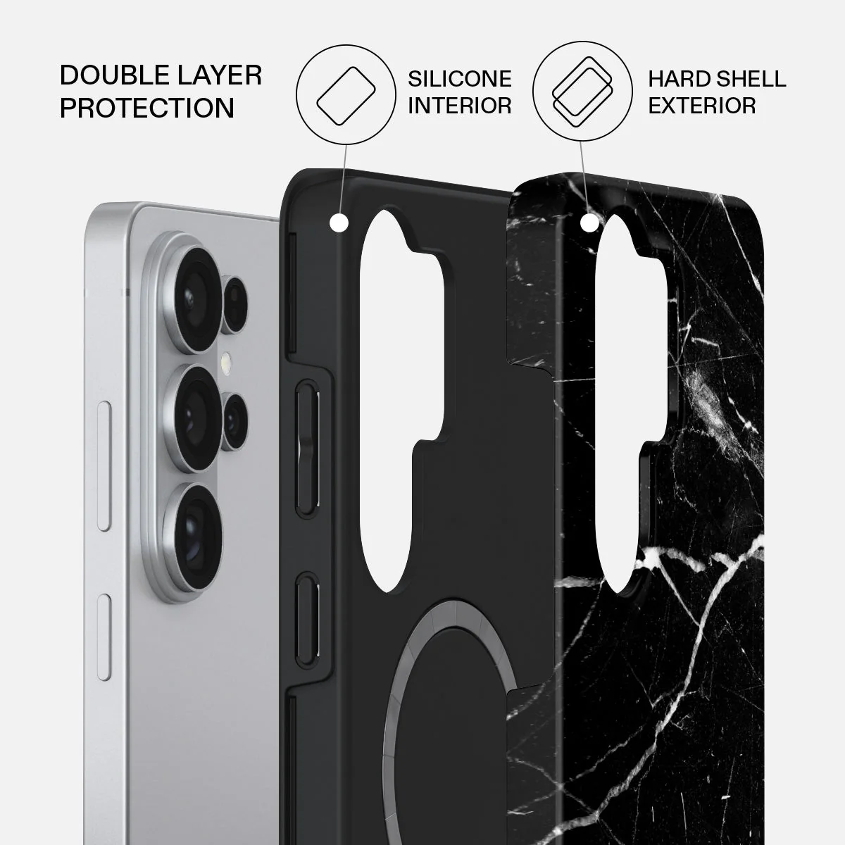 Noir Origin - Black Marble Samsung Galaxy S26 Ultra Case - Image 2