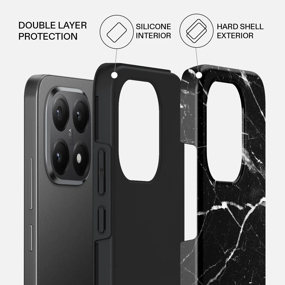 Noir Origin - Black Marble Xiaomi 15T Case - Image 2