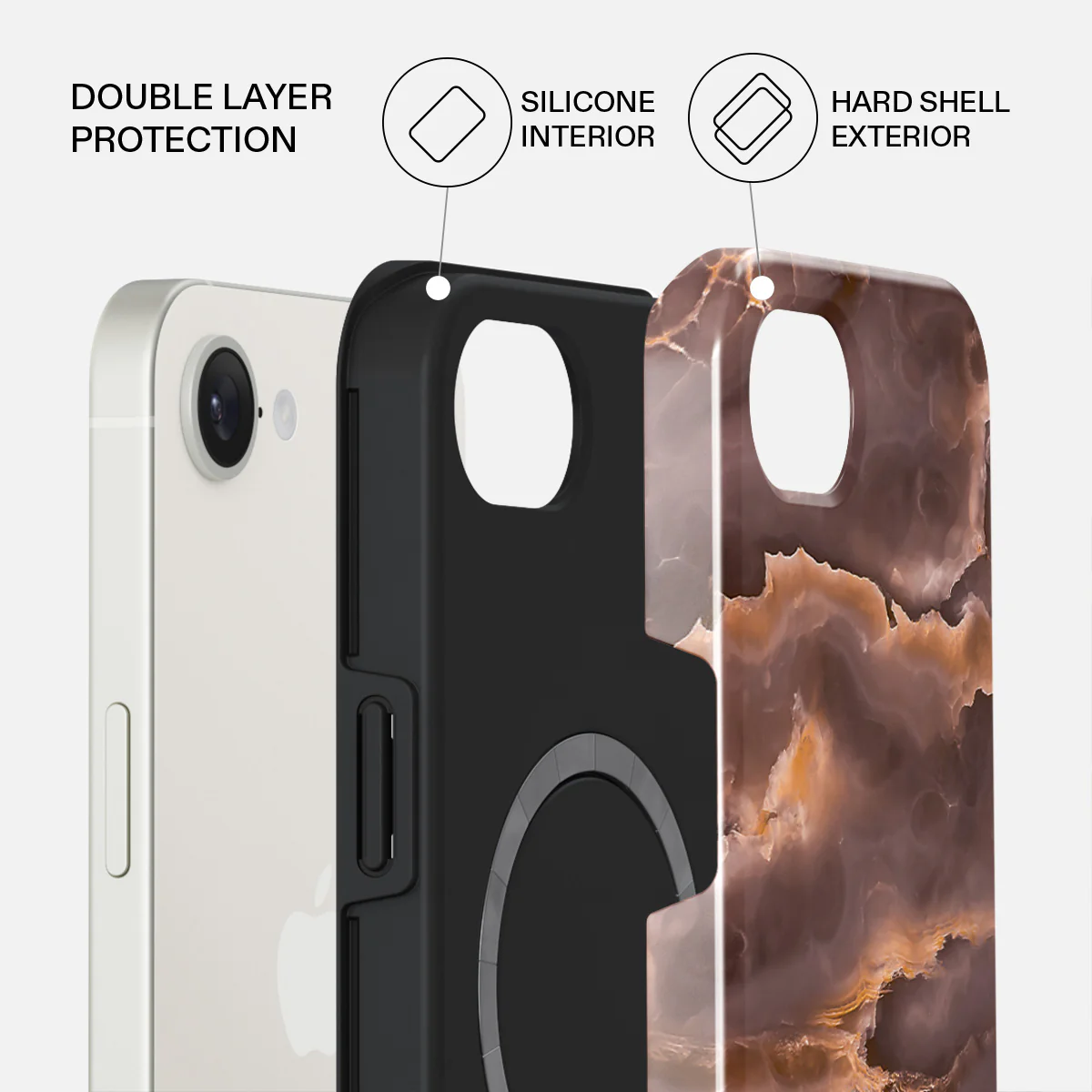 Fire Wood - Brown Marble iPhone 17e Case - Image 2