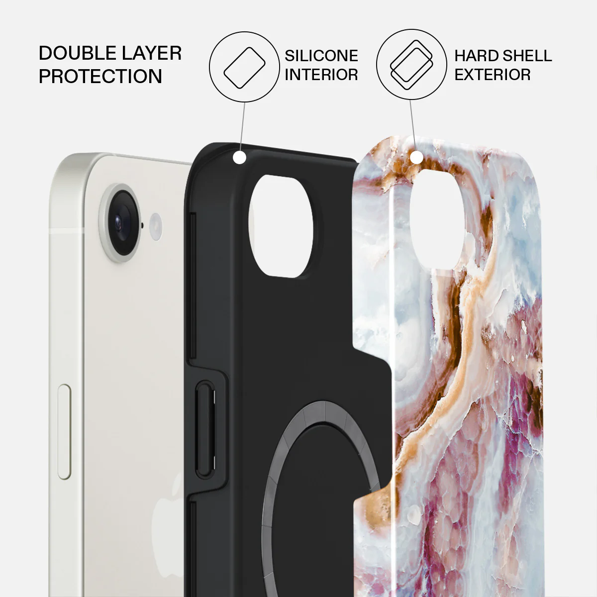 Frozen Leaves - Cute Marble iPhone 17e Case - Image 2