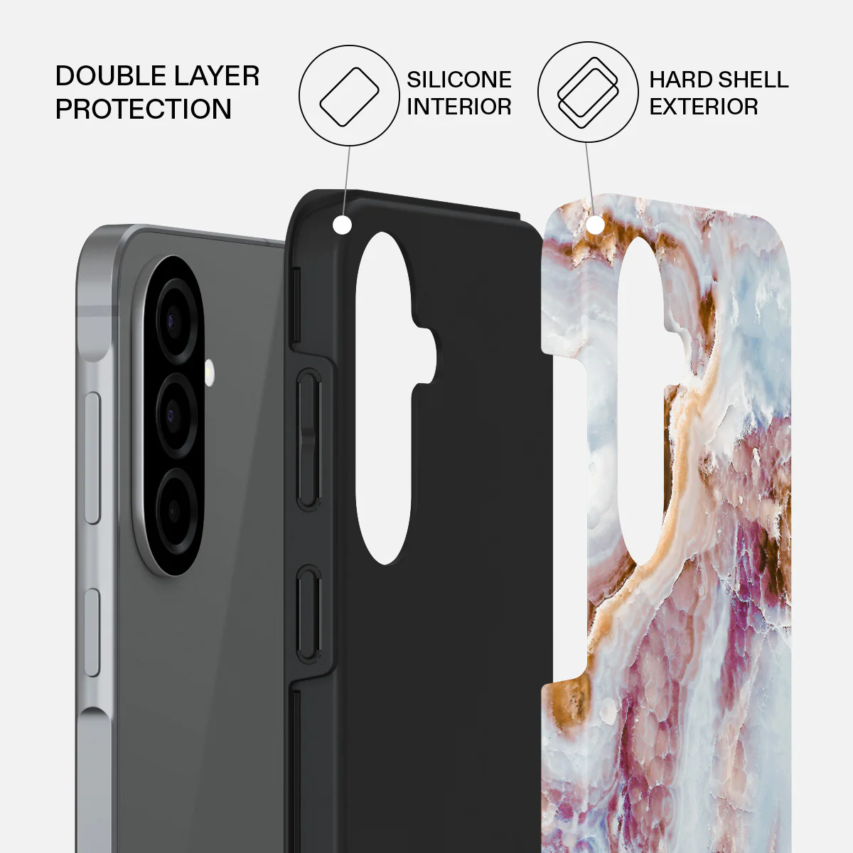 Frozen Leaves - Cute Marble Samsung Galaxy A57 5G Case - Image 2