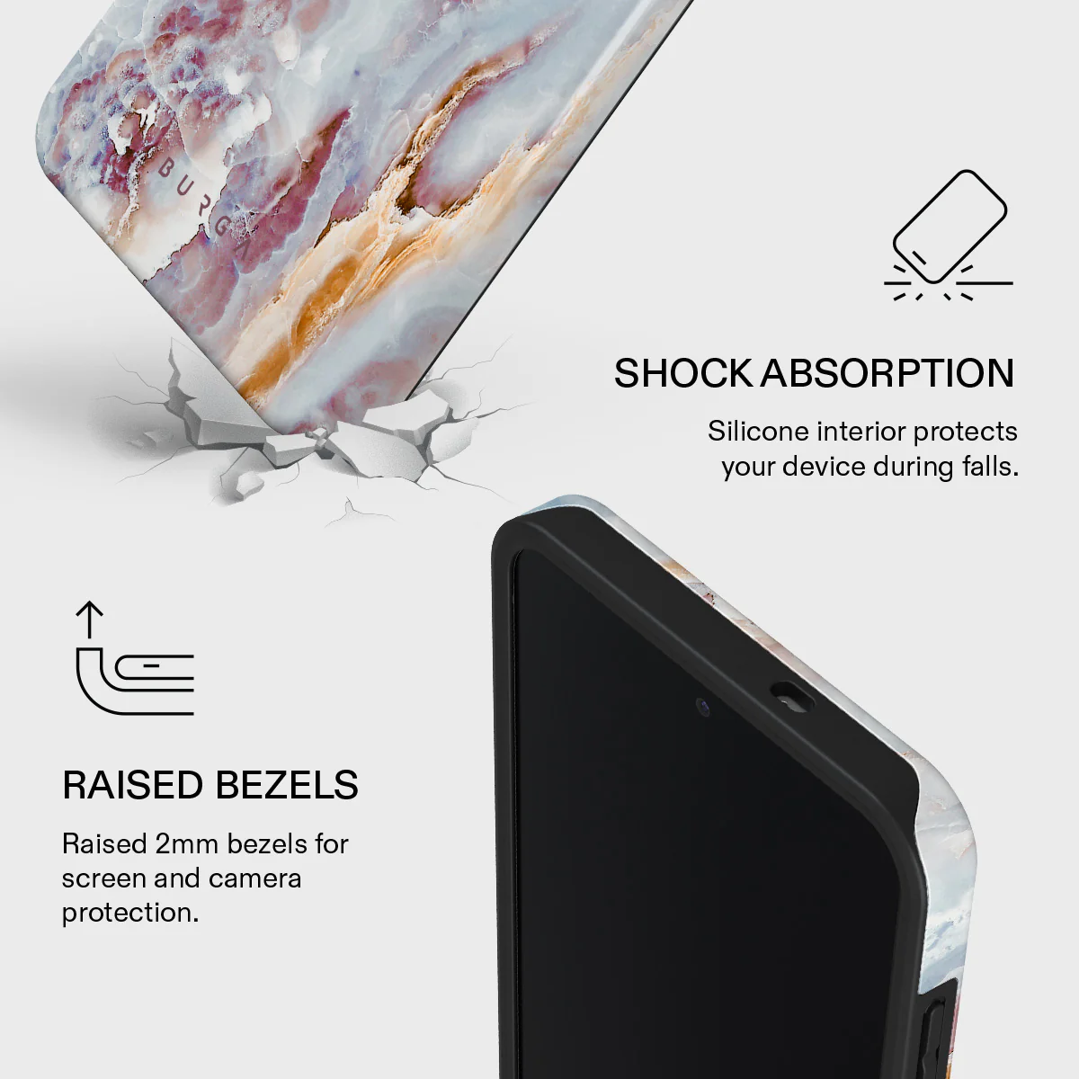 Frozen Leaves - Cute Marble Samsung Galaxy S25 FE Case - Image 4