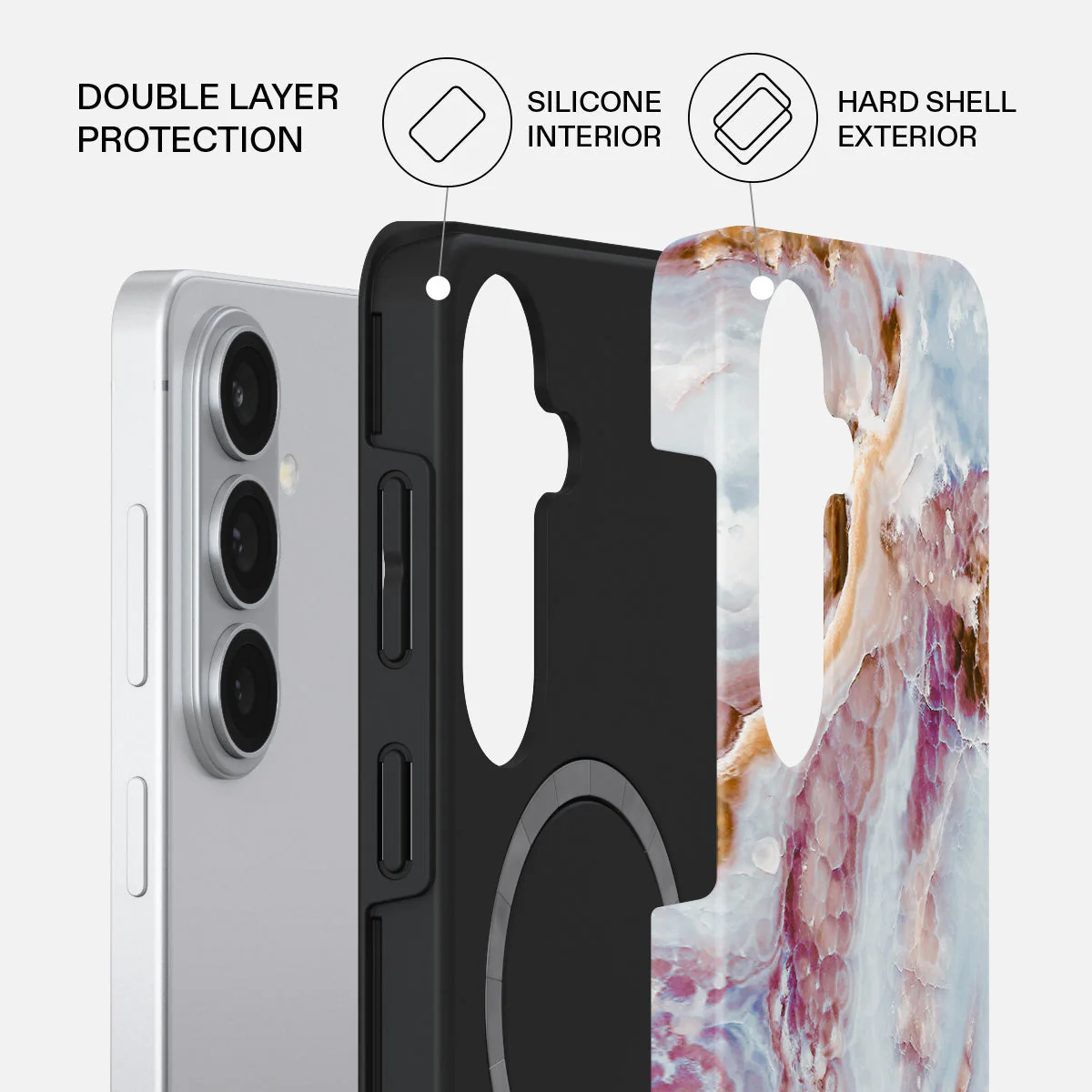 Frozen Leaves - Cute Marble Samsung Galaxy S26 Case - Image 2