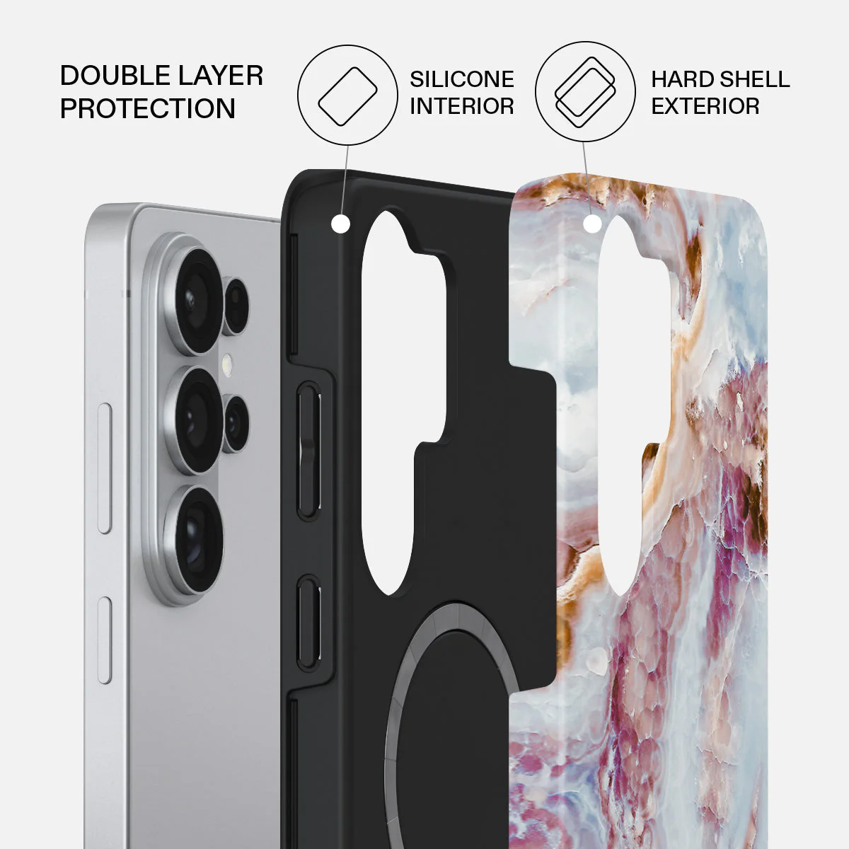 Frozen Leaves - Cute Marble Samsung Galaxy S26 Ultra Case - Image 2