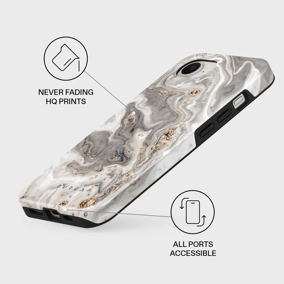 Snowstorm - Grey Marble iPhone 17e Case - Image 3