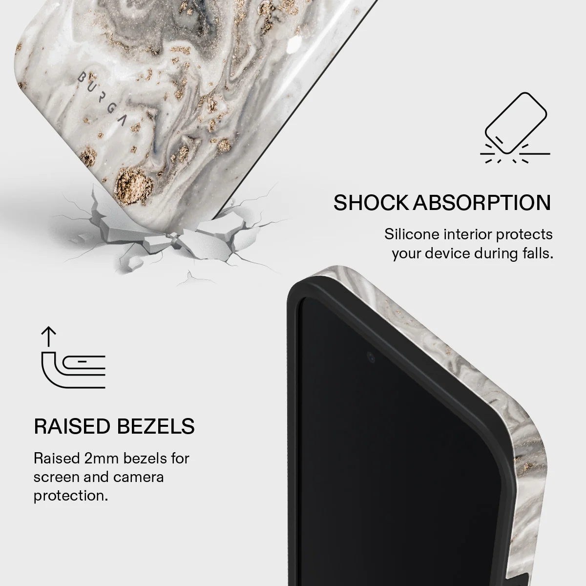 Snowstorm - Grey Marble iPhone 17e Case - Image 4