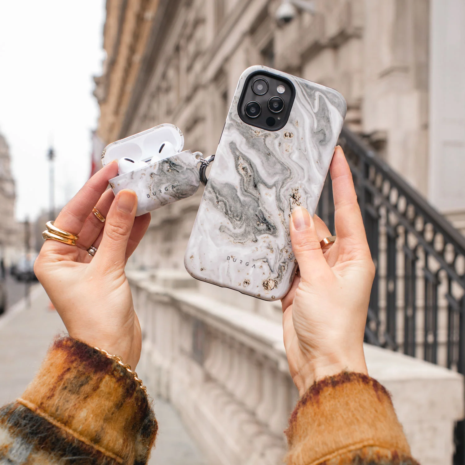 Snowstorm - Grey Marble iPhone 17e Case - Image 6