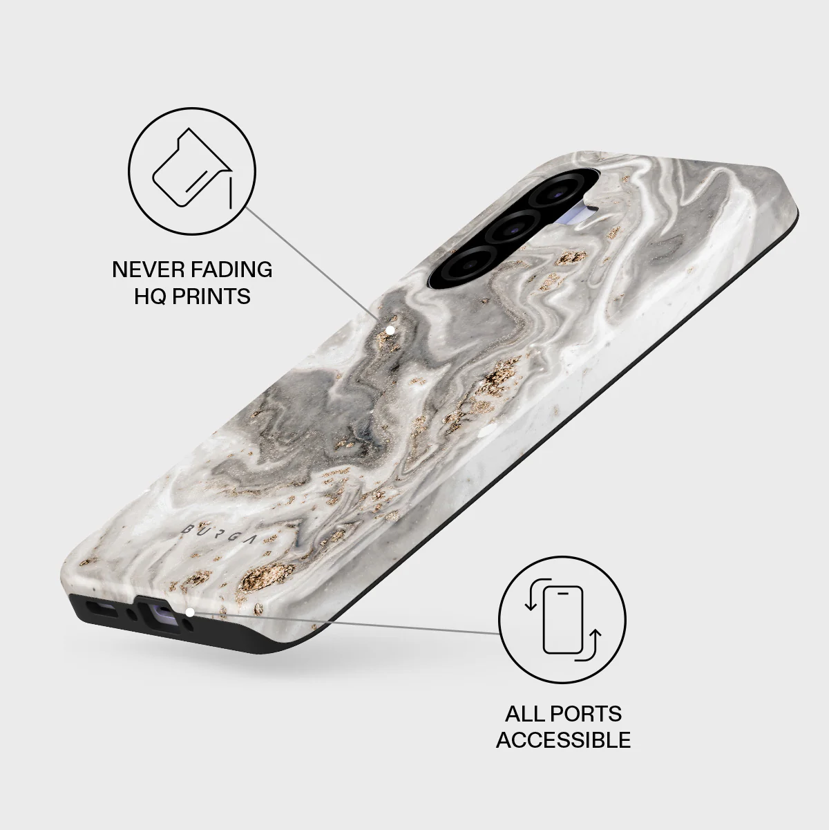 Snowstorm - Grey Marble Samsung Galaxy A37 5G Case - Image 3