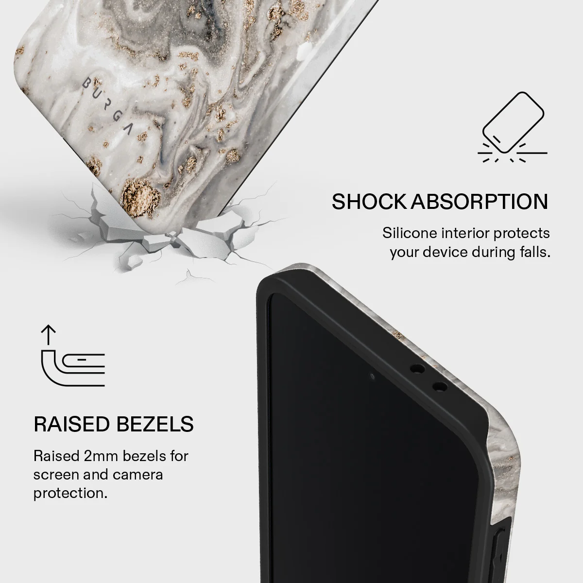 Snowstorm - Grey Marble Samsung Galaxy A37 5G Case - Image 4