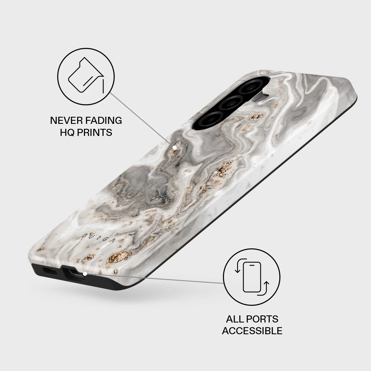 Snowstorm - Grey Marble Samsung Galaxy A57 5G Case - Image 3