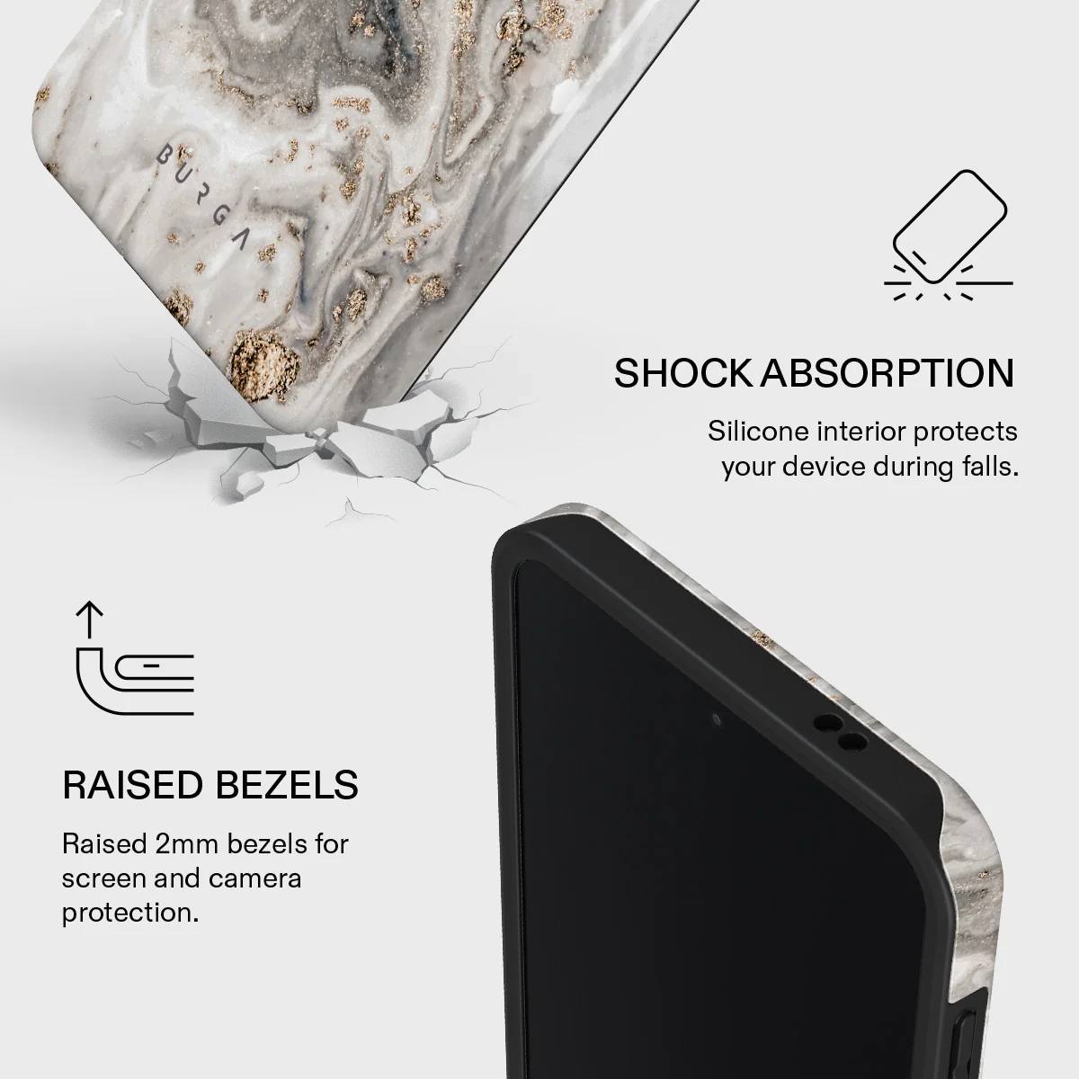 Snowstorm - Grey Marble Samsung Galaxy A57 5G Case - Image 4