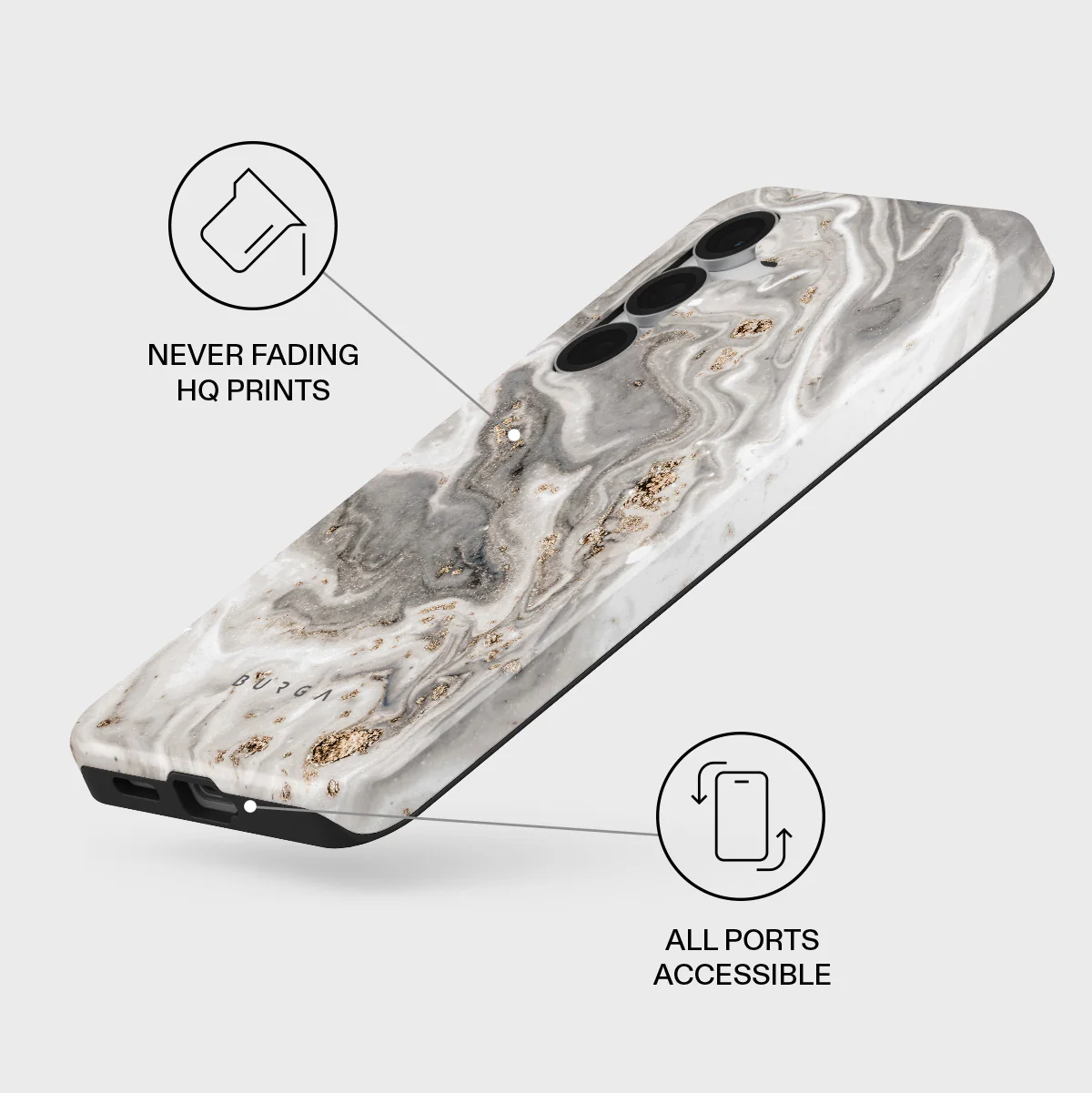 Snowstorm - Grey Marble Samsung Galaxy S25 FE Case - Image 3