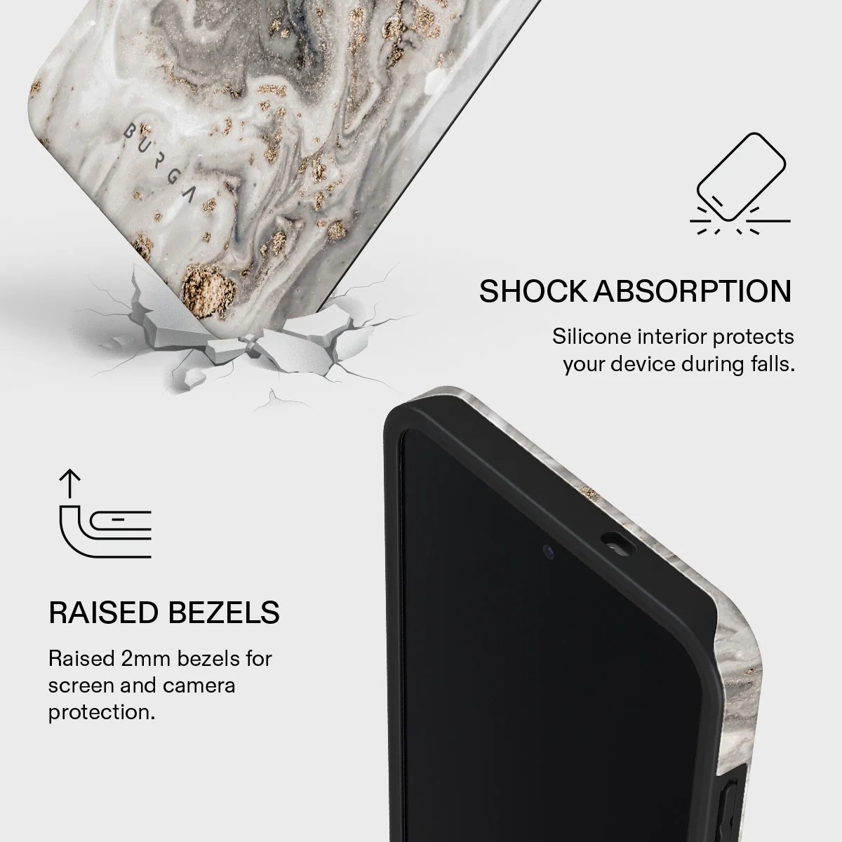 Snowstorm - Grey Marble Samsung Galaxy S25 FE Case - Image 4