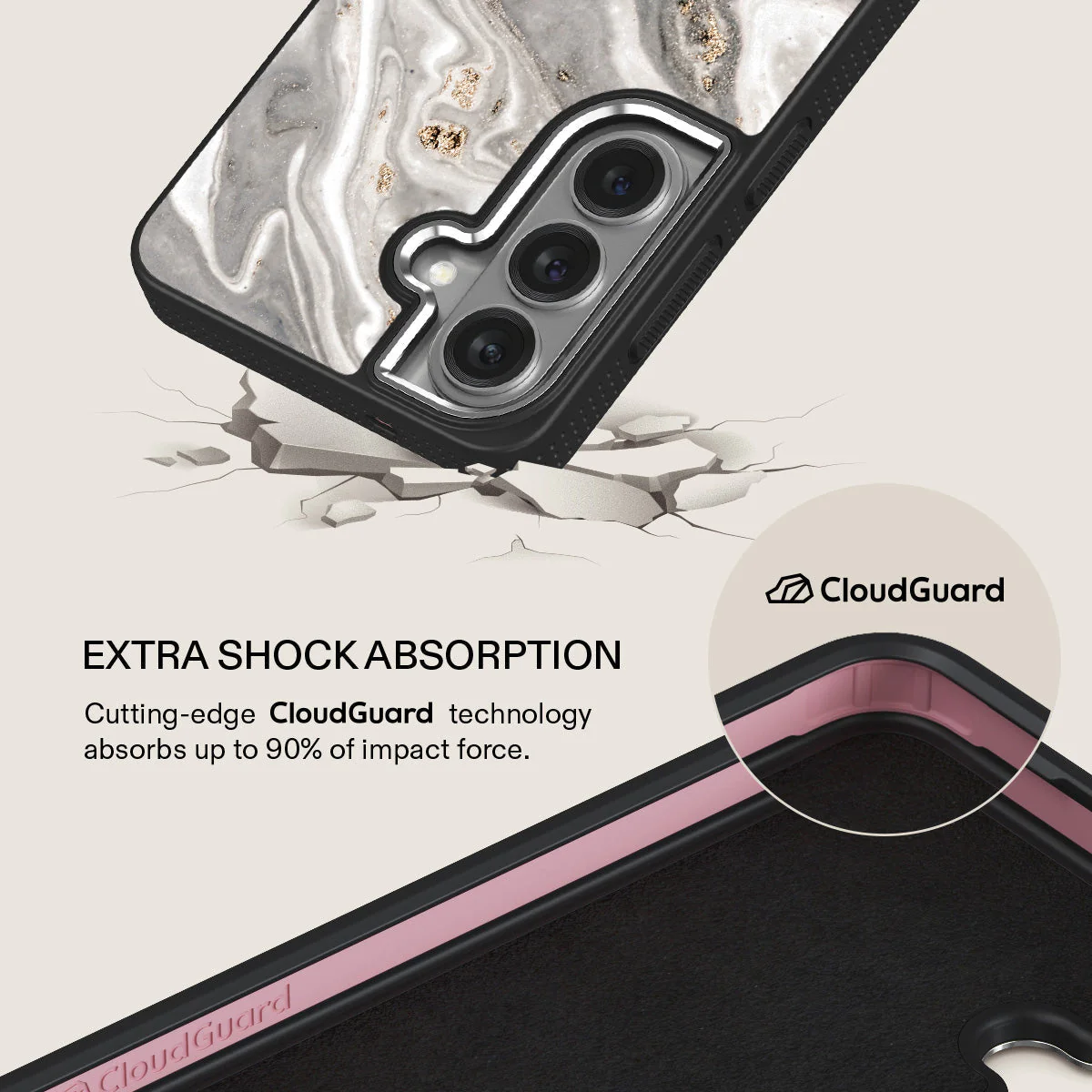 Snowstorm - Grey Marble Samsung Galaxy S26 Case - Image 21