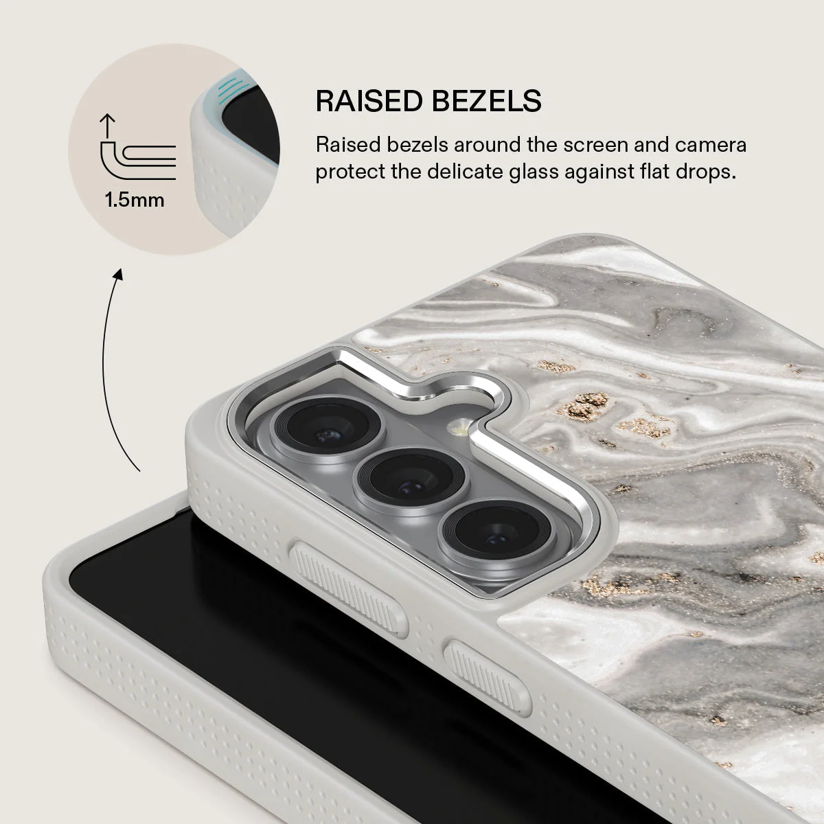 Snowstorm - Grey Marble Samsung Galaxy S26 Case - Image 36