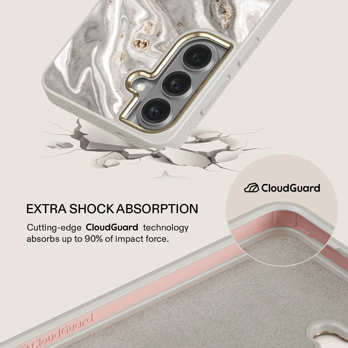 Snowstorm - Grey Marble Samsung Galaxy S26 Plus Case - Image 28
