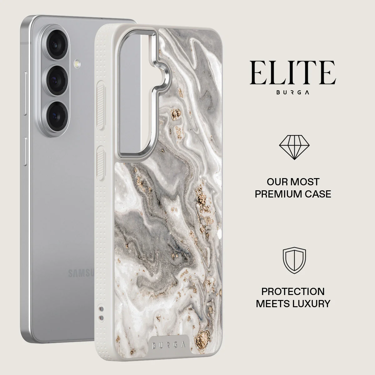 Snowstorm - Grey Marble Samsung Galaxy S26 Plus Case - Image 34