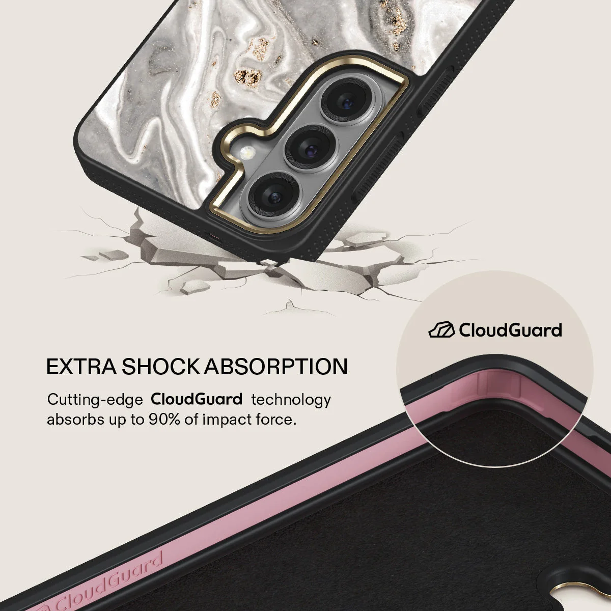 Snowstorm - Grey Marble Samsung Galaxy S26 Plus Case - Image 7