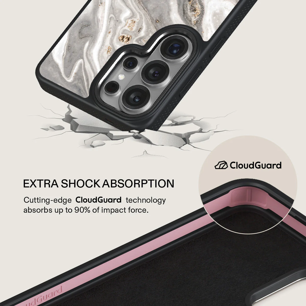 Snowstorm - Grey Marble Samsung Galaxy S26 Ultra Case - Image 14