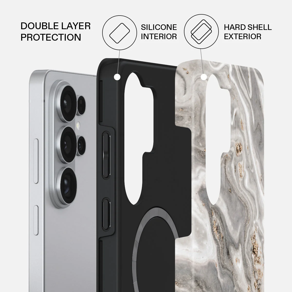 Snowstorm - Grey Marble Samsung Galaxy S26 Ultra Case - Image 2