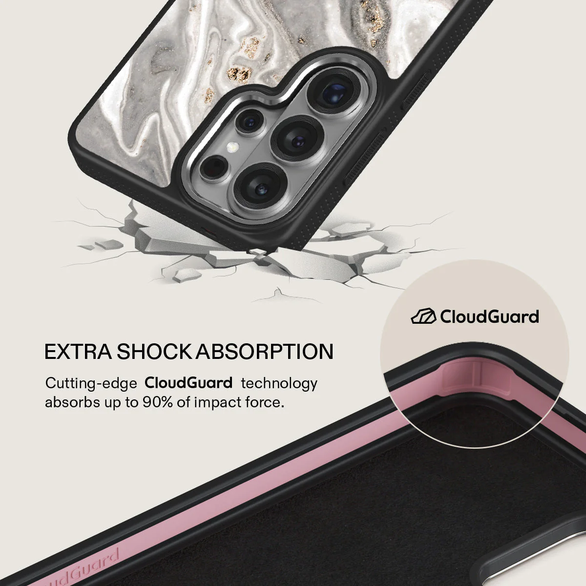 Snowstorm - Grey Marble Samsung Galaxy S26 Ultra Case - Image 21