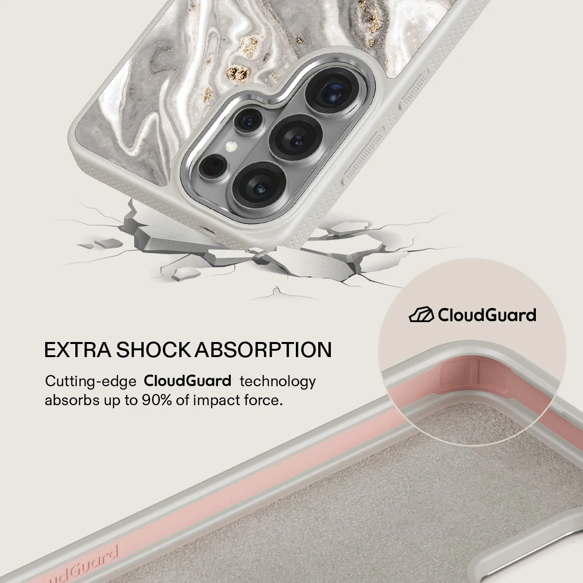 Snowstorm - Grey Marble Samsung Galaxy S26 Ultra Case - Image 35