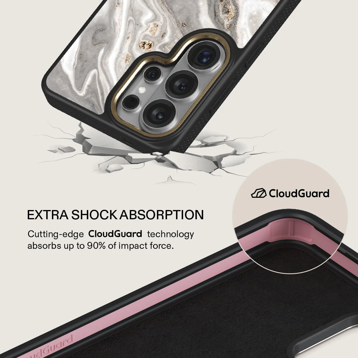 Snowstorm - Grey Marble Samsung Galaxy S26 Ultra Case - Image 7
