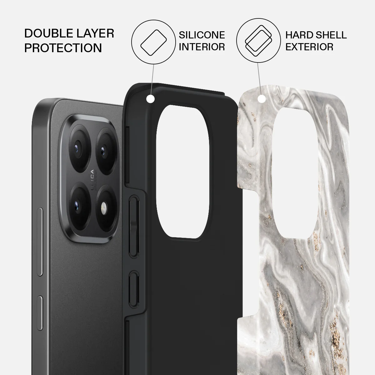 Snowstorm - Grey Marble Xiaomi 15T Case - Image 2