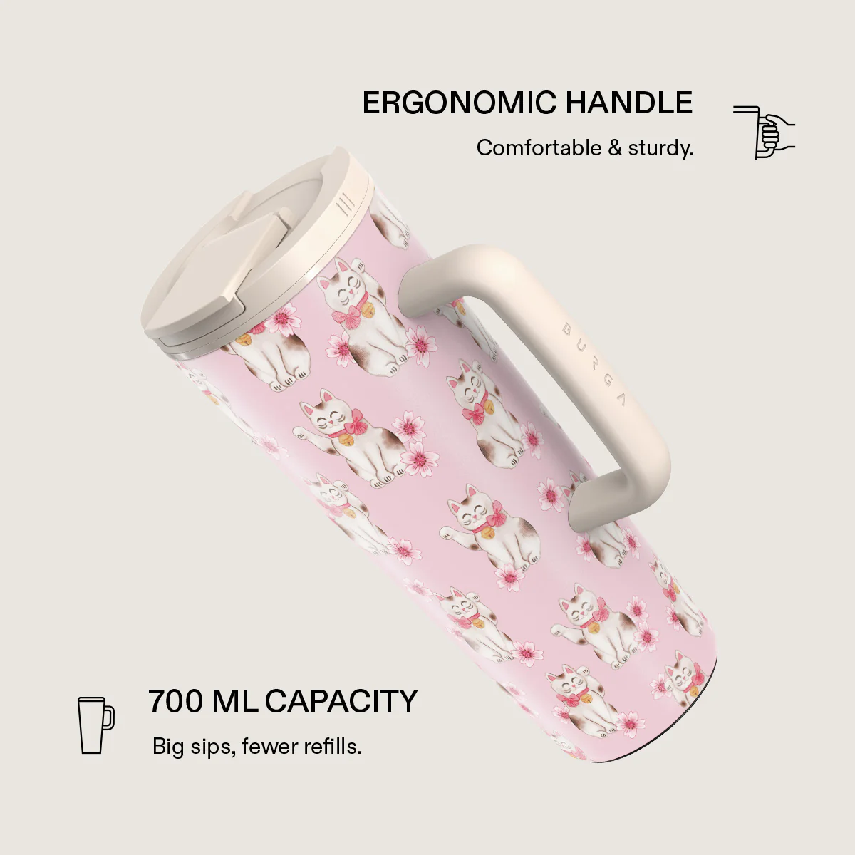 Maneki Neko - EasyGrip Travel Mug - Image 2
