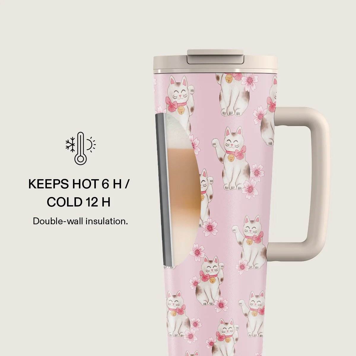 Maneki Neko - EasyGrip Travel Mug - Image 4