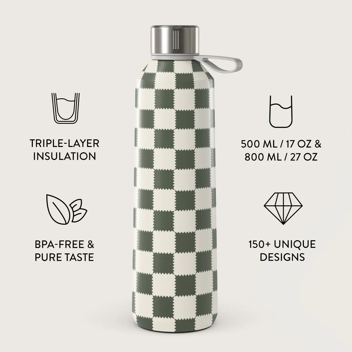 Retro Grid - Water Bottle - Image 3