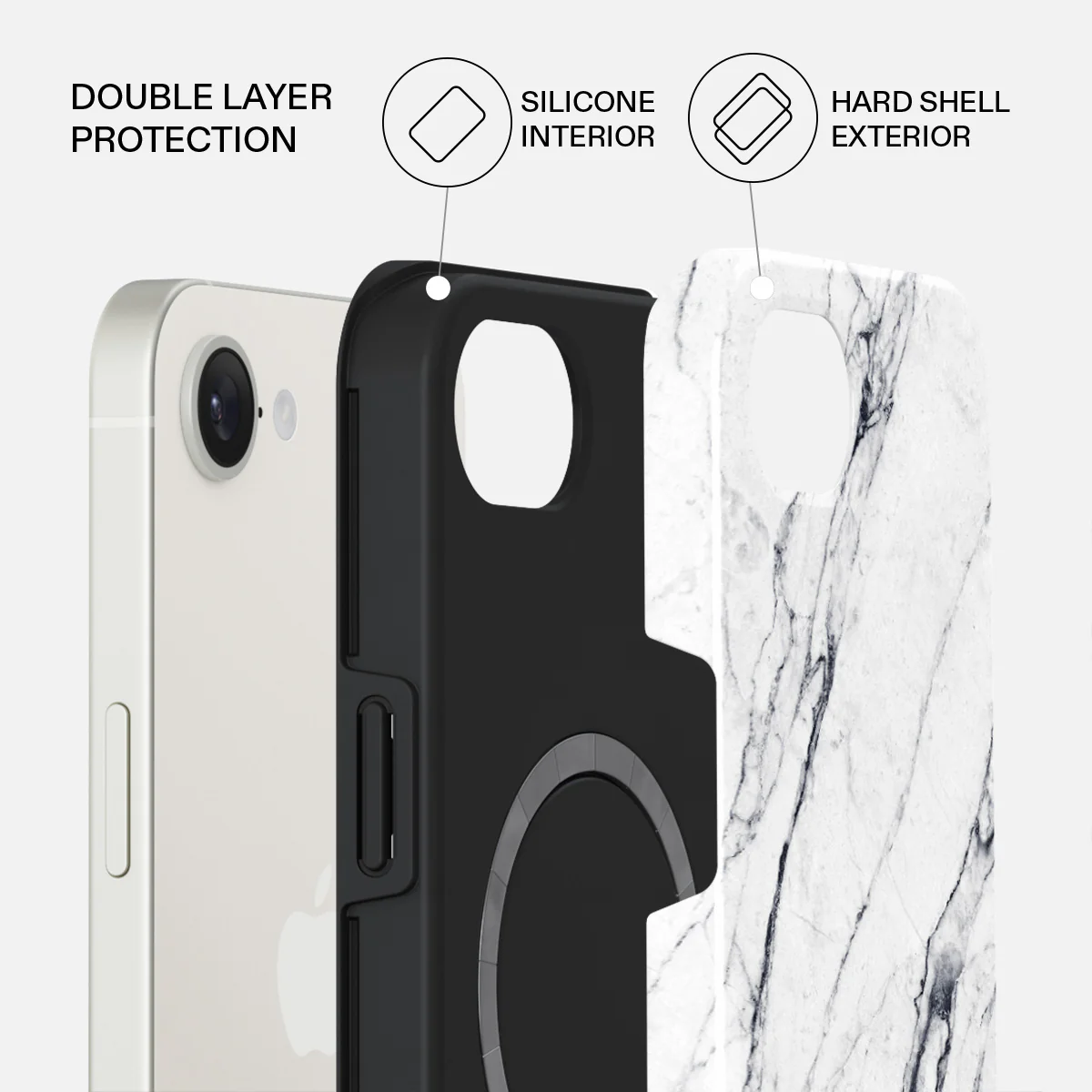 Satin White - Marble iPhone 17e Case - Image 2