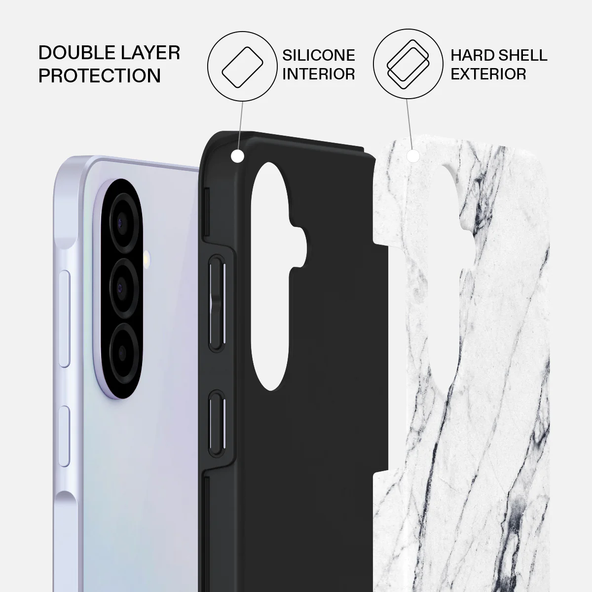 Satin White - Marble Samsung Galaxy A37 5G Case - Image 2
