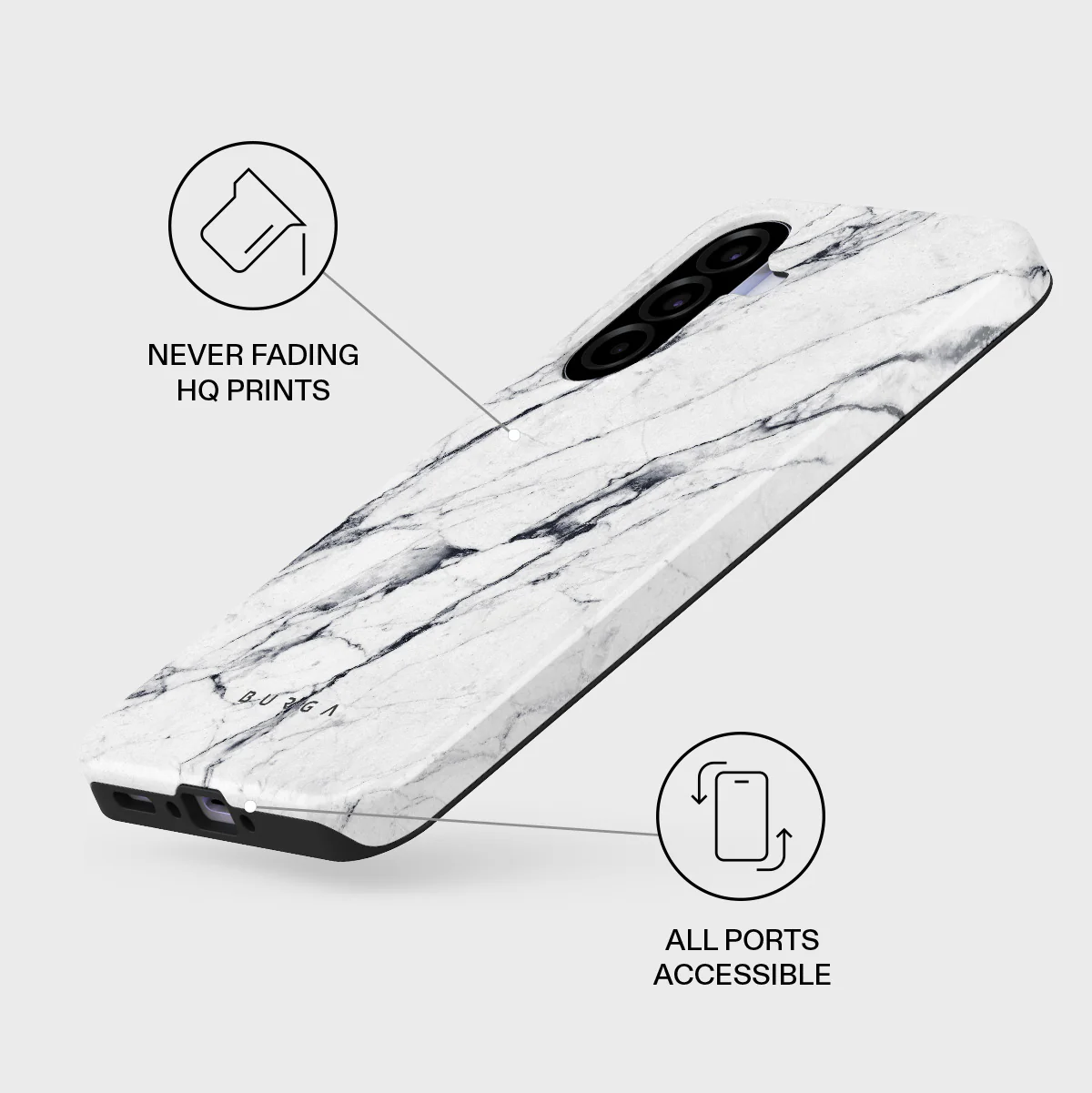Satin White - Marble Samsung Galaxy A37 5G Case - Image 3