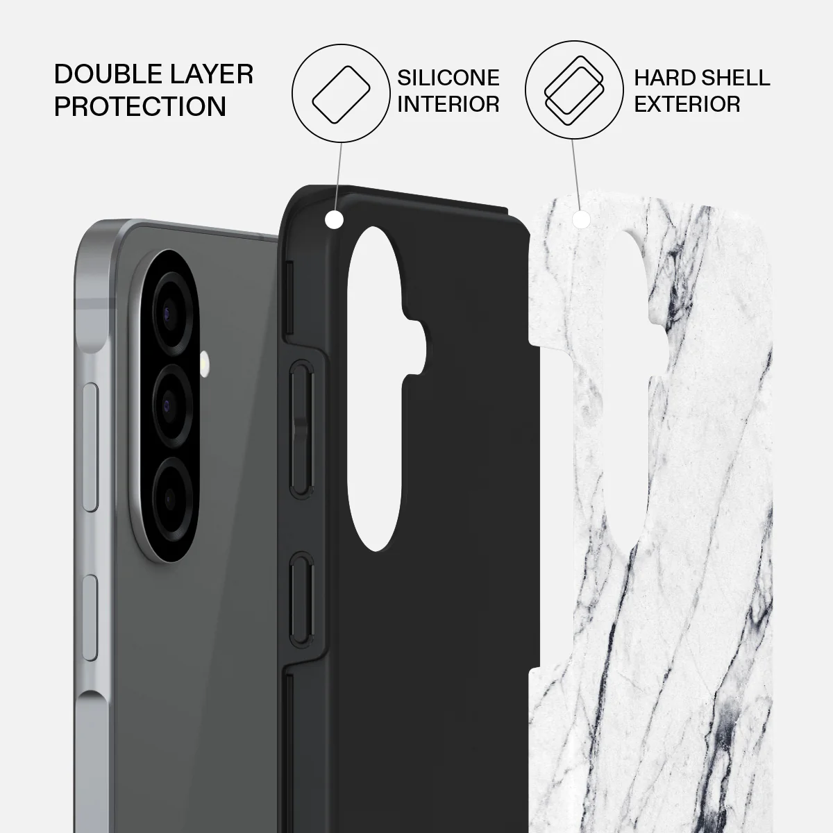 Satin White - Marble Samsung Galaxy A57 5G Case - Image 2