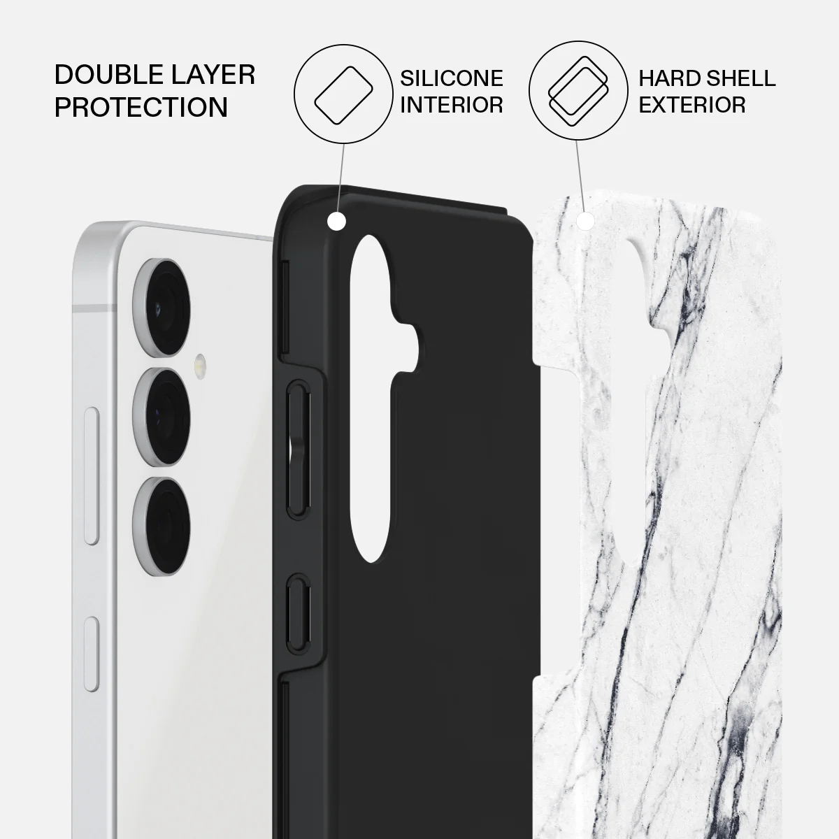 Satin White - Marble Samsung Galaxy S25 FE Case - Image 2